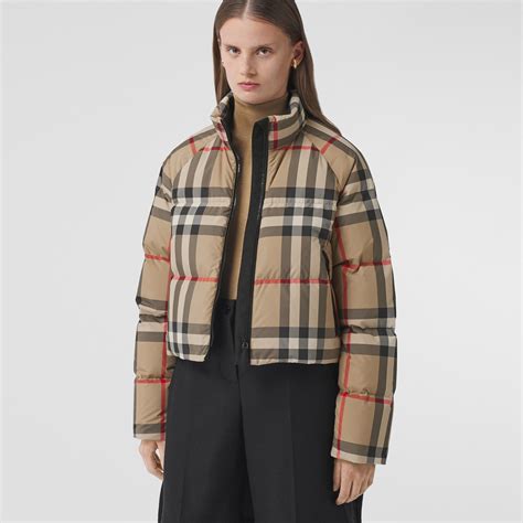 women's burberry down jacket|Burberry check cropped puffer jacket.